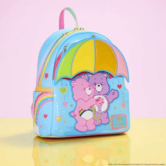 LOUNGEFLY | CARE BEARS Cheer Bear & Share Bear Rainbow Umbrella Mini Backpack