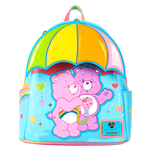 LOUNGEFLY | CARE BEARS Cheer Bear & Share Bear Rainbow Umbrella Mini Backpack