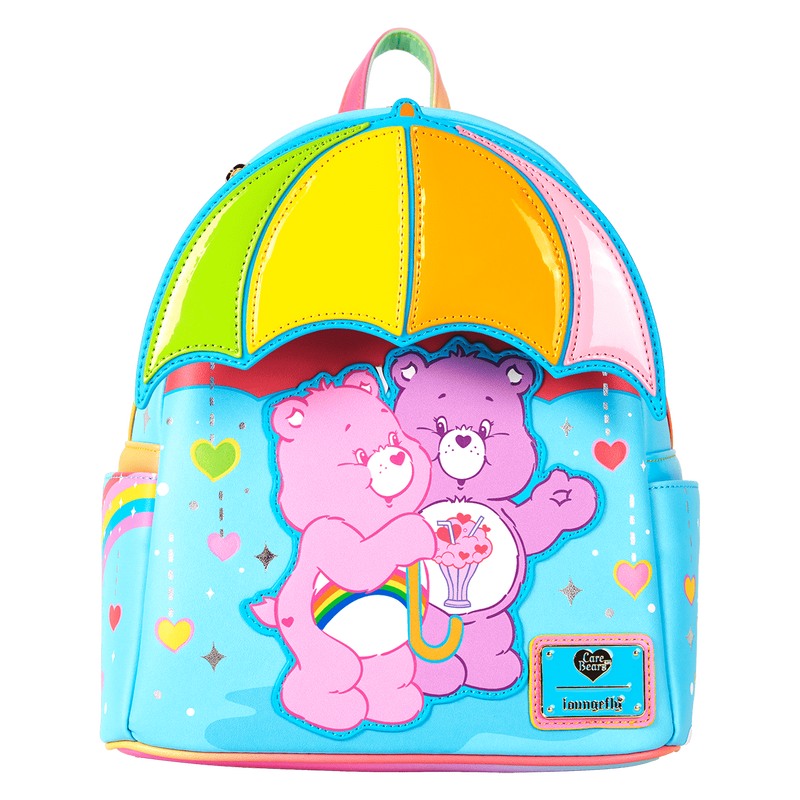 LOUNGEFLY | CARE BEARS Cheer Bear & Share Bear Rainbow Umbrella Mini Backpack