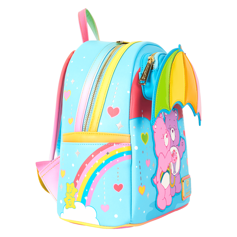 LOUNGEFLY | CARE BEARS Cheer Bear & Share Bear Rainbow Umbrella Mini Backpack
