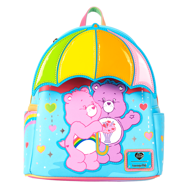 LOUNGEFLY | CARE BEARS Cheer Bear & Share Bear Rainbow Umbrella Mini Backpack