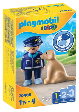 PLAYMOBIL 1.2.3 - Police Officer with Dog - 70408