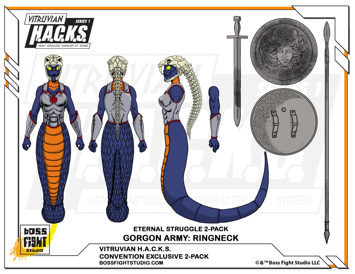 VITRUVIAN H.A.C.K.S. UNDEAD WARRIOR VS RINGNECK GORGON - CONVENTION EXCLUSIVE