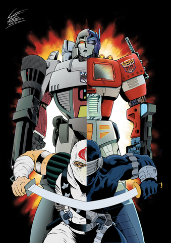 ROLL OUT ROLL CALL PRE-ORDER TRANSFORMERS / G.I. JOE -  A3 PRINT BY LEE BRADLEY
